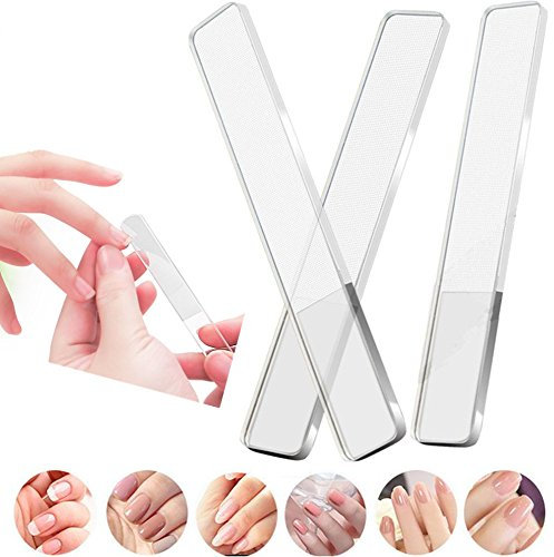 Set di 3 lime per unghie in vetro nano – lucidante professionale per unghie, lucidatura e lucentezza naturale
