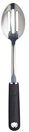 MasterClass Slotted Spoon with Soft Grip Handle, Stainless Steel, 34 cm, Black / Black