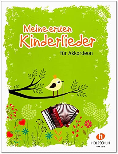 Meine ersten Kinderlieder - 27 Kinderlieder für den Anfangsunterricht am Akkordeon - Notenbuch mit bunter herzförmiger Notenklammer
