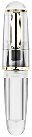 Lanxivi Majohn Q1 Mini Fountain Pen Extra Fine Nib Transparent Eyedropper Filling, Short Resin Pocket Pen Large Capacity