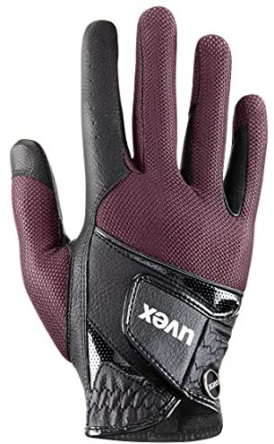uvex sumair - Flexibler Reithandschuh für Damen und Herren - strapazierfähig - optimale Belüftung - Black-Burgundy - 8.5
