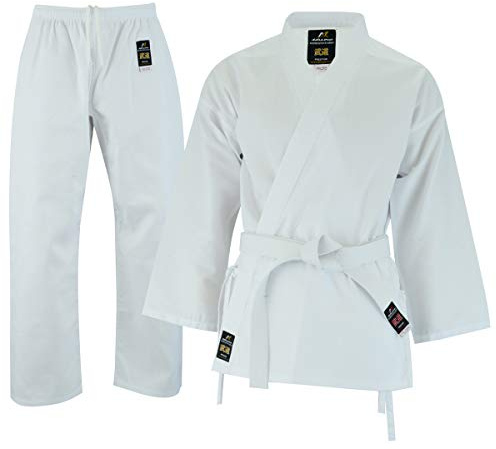 Malino Karaté Gi Costume de karaté pour enfants et adultes - Uniforme d'art martial, 170,1 g - Léger - Blanc - Avec ceinture gratuite (blanc, 150)