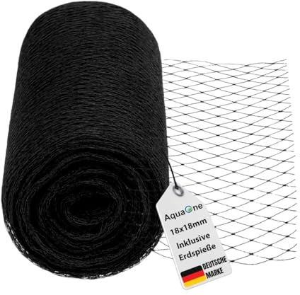 AquaOne Red de estanque de malla fina 2 x 3 m, cubierta para estanque sin hojas, red versátil en negro, con 6 estacas, red de protección para estanques de jardín