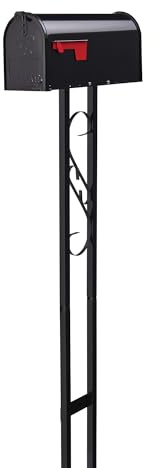 Architectural Mailboxes Mailbox-to-Go Weather-Resistant Steel Metal Mail Box for Outside with Post, Black, Medium Curbside Mailbox, USPS Approved for Residential Delivery