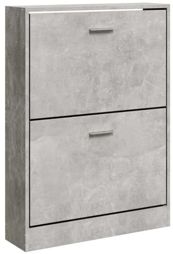 vidaXL Mueble Zapatero Armario Pasillo Entrada Estante Almacenamiento Organizador Sala de Estar Dormitorio Madera Contrachapada Gris Hormigón