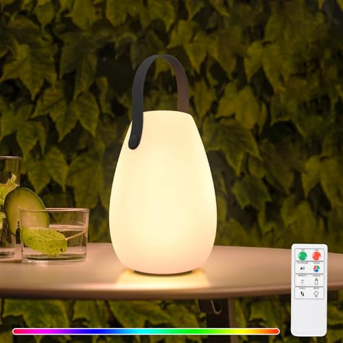 NiceBuy LED Tischlampe Kabellos Dimmbar 8 Farben Farbwechsel Akku USB Aufladbar Outdoor Tischleuchte Kabellos Klein Mit Fernbedienung FüR Camping Wohnzimmer DraußEn Garten(Stil D)