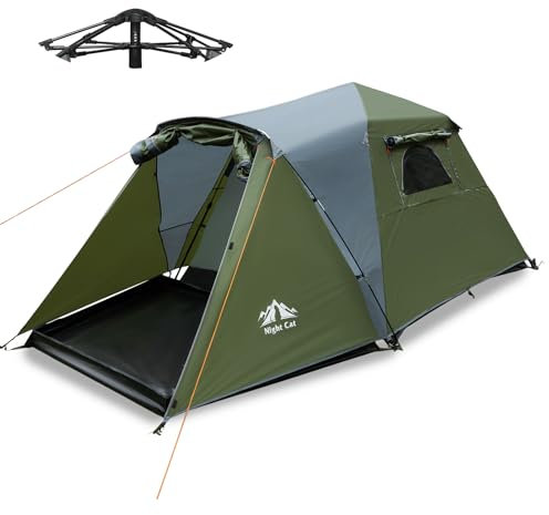 Night Cat Wurfzelt for 4 Personen：Wasserdicht Pop Up Zelt Einfache Einstellung für Camping Wandern