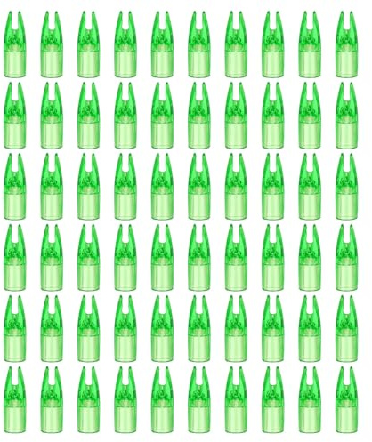 PATIKIL Archery Arrows Nocks 7mm, 60 Pcs Plastic Glue on Arrow Nock Replacement for Hunting Arrows Compound Bow Recurve Bow, Transparent Green