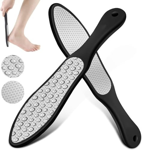 SQUADO Raspa Piedi Professionale in Acciaio Inox, Lima Piedi Talloni, Pedicure Professionale, Lima Corneale Doppia Faccia per Eliminare Duroni, Calli, Pelle Morta Cornea