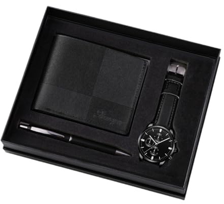 rockible Coffret Cadeau pour Homme Coffret Cadeau Décoration Organisateur Ensemble combiné Ensemble Portefeuille pour Homme Paniers Cadeaux pour Homme Vacances, Noir