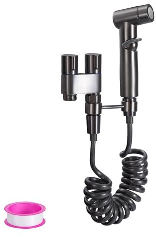 Bidet Handbrause für Toilette Bidet Set Edelstahl mit Wasserhahnspender Schlauch Bidet Brause Geeignet zum Waschen von Haustieren, Reinigen des Badebadeers (Gris)