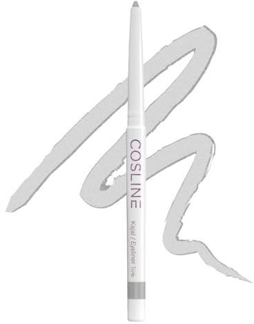 COSLINE Kajal Eyeliner Silver 106, Silber, Wasserfester Kajal, Verschmiert nicht, Metallic-Glitzer Lidstrich, Weiches Auftragen, Starke Pigmentierung, Vegan, Made in Germany