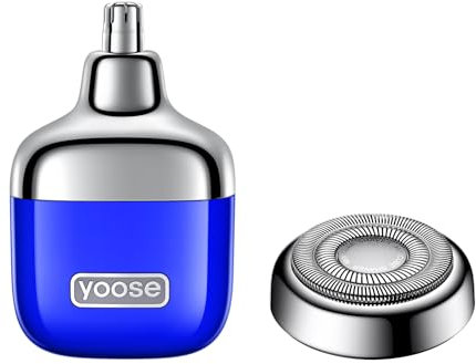 yoose 2 in 1 Tagliapeli Naso e Rasoio Elettrico - in Lega, Testine Intercambiabili, Ricaricabile USB-C, Impermeabile IPX7, Depilatore Viso Donna e Uomo, per Casa, Viaggio e Auto