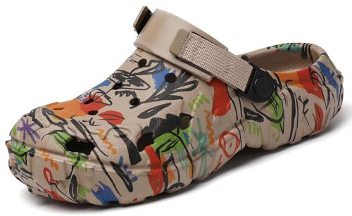 Zuecos para hombre, zapatos de jardín para adultos, sandalias deportivas al aire libre, sandalias deportivas para verano, agua, playa, informales, ligeras, transpirables, antideslizantes, Khaki, 43.5