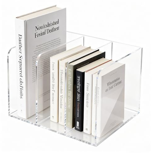 Katalogsamlare akryl transparent, stående samlare A4 med 3 fack, tidskriftssamlare för böcker, anteckningsböcker, mappar, papper, för kontor, skrivbord och hylla