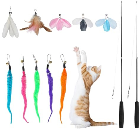 KLVGTIFS 12 Pièces Jouet Chat Interactif, Jouet à Plumes pour Chats