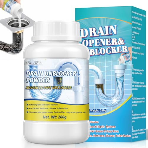 HuakChai Drain Unblocker & Sink Unblocker, Heavy Drain Cleaner for Hair, Grease & Soap Scum, Fast Acting Liquid Clog Remover for Kitchen Sink, Shower & Outdoor Drains, Safe for Pipes