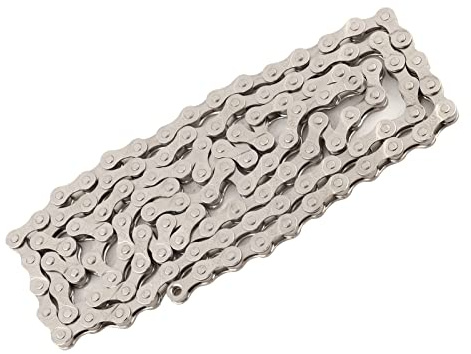 Hidyliu 116 Länkar Cykelkedja Höghållfast Universell Mountainbikekedja för Enkel Utomhusåkning Hållbart Mn-stålmaterial (Silver)
