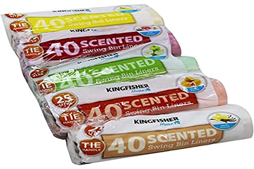 Kingfisher BB5SPB Scented Swing 25 Litre Bin Liners Orange, Vanilla, Apple, Lemon and Rose (5 x 40 Bags)