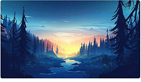 Imegny Großes Gaming-Mauspad, erweiterte XXL Schreibtischunterlage & rutschfeste Gummimatte für Mäuse und Tastatur mit genähten Kanten (90x40 Fengjing)