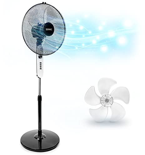 Duronic Pedestal Fan FN45, Electric Cooling Fans, Floor Standing Fan, Lightweight Height Adjustable Tilt, 5 Blades, 4 Speeds, High Velocity Oscillating Air Cooler Stand Fans for Home Bedroom Office