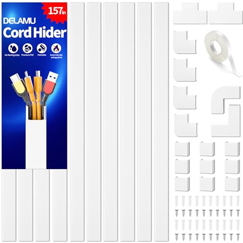 Delamu 4M Kabelkanal Weiß Selbstklebend, Kabelschacht Weiss(10 Stück- 30x17mm), Kabelkanäle TV Kabelkanal Aussenbereich Wand alle Netzkabel in Haushalt/Büro