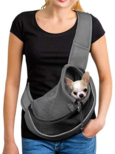 Borsa a tracolla portatile per cani e gatti cuccioli, borsa a tracolla da viaggio in rete traspirante, per il trasporto di cani di piccola taglia, taglia S 0-2 kg