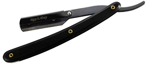 Straight Edge Barber Razor for Men and Women Classic Shaving-Stainless Steel with Strong Plastic Handle (Black)
