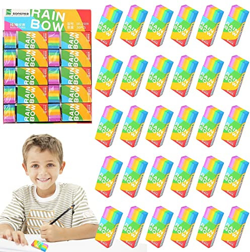 30 Stück Radiergummi, 2B Radiergummi, 5,6 x 2,3 cm Weich Radiergummi Set, Farbige Radiergummis für Kinder für Gemälden Schulen Skizzen Büro Zeichen
