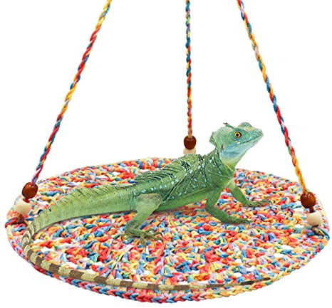 Dnoifne Hängendes Reptilien-Hängematten-Schaukelbett, niedliches Eidechsen-Schaukelspielzeug, Baumwoll-Eidechsenbett, Sommerbett für Bartagamen, Leopardgeckos, Eidechsen, Vögel, Papageien und Ratten