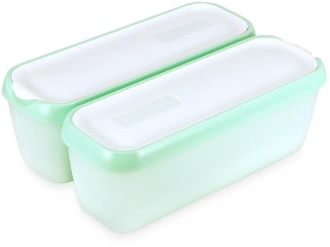 SUNJULY Lot de 2 bacs à glace de 1,5 l - Réutilisables - Avec couvercle en silicone - Sans BPA - Pour la glace faite maison - Accessoires de cuisine