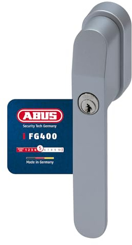ABUS Maniglia per finestra con serratura FG400 – con cilindro a pressione e chiave – Sicurezza bambini e protezione anti-intrusione – Universale – Livello di sicurezza 5 – Argento