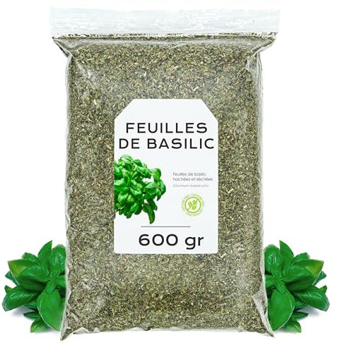 Basilic Feuilles 600gr - Feuilles de Basilic Séchées - Infusion Feuilles Basilic - Thé Feuilles de Basilic - Basilic en Vrac (600 gr, Basilic)