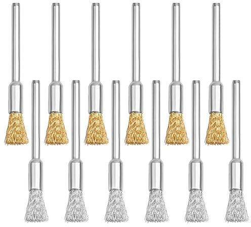 20 spazzole metalliche in acciaio inox per trapano piccole, spazzole metalliche, mini punte per trapano in filo di acciaio, set di pennelli rotanti, per la pulizia di ruggine, corrosione, sporco,