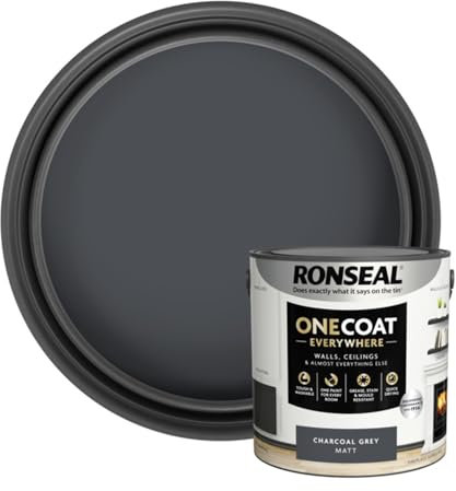 SAVING HUB Wall & Ceiling Paint - 2.5L One Coat Everywhere Matt Paints - Tough & Washable Walls Paint Matt - Quick Drying Matt Paints for Ceiling - Grease, Stain & Mould Resistant (Charcoal Grey)