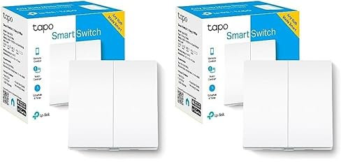 TP-Link Tapo S220 - Interruptor de luz Inteligente, Control Remoto, Control de Voz a través de Alexa o el Asistente de Google, 2-Botones 1-Vía, cableado súper fácil, Requiere Hub (Paquete de 2)