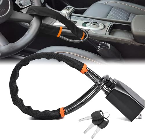 DualGuard Car Steering Wheel & Seat Belt Lock - 17 Universal Anti-Theft Device for Vehicles, SUVs, Golf Carts | Compact & Lightweight Security Lock with Multi-Function Keys (Black)