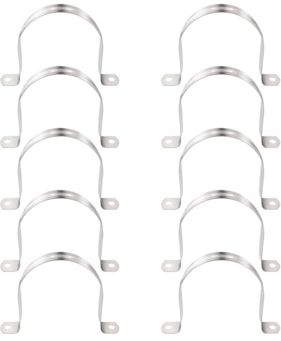 YYIGVMO 10 Pezzi Ø 75mm U-Fascette Stringitubo, Clip per Condotto con 2 Fori, Cinghia Rigida per Tubi in Acciaio Inox 304, per Tubi e Cavi