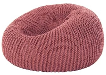 SHBHWS Saccosäck, mjuk stickad sittsäck 【Ingen stoppning! Du måste köpa fyllningen separat!】 för att koppla av inomhus och utomhus (röd böna, D70 cm-empty Cover)