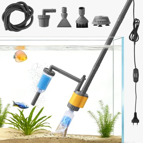 PYPABL Aspirateur Électrique Pour Aquarium, 1200LPH Nettoyage Gravier 8 En 1 Amovible, 20W Aspiration Puissante Pour Changer l’Eau, Laver Le Sable, Éliminer Les Algues Et Circuler l’Eau