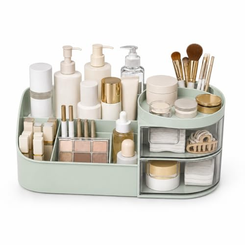 Yaxloi Porta Trucchi Organizer, Organizer Trucchi a Cassetto, Portatrucchi Organizzatore Bagno, per Organizzare Tavolini da Toeletta e Scrivanie, Adatto per Cosmetici e Prodotti per Cura Della Pelle