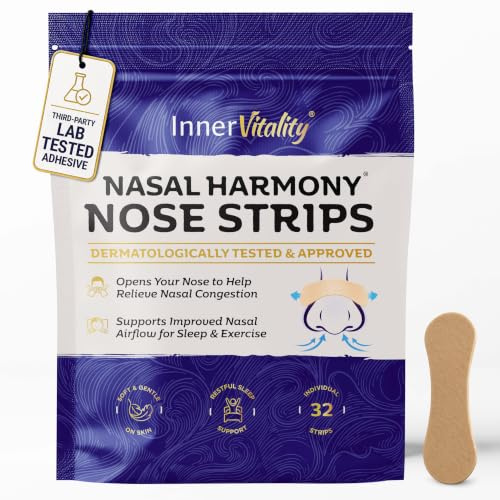 Nasal Strips for Snoring, Congestion & Sport - 32 Nose Strips | Clinically Tested Hypoallergenic Soft Comfortable Secure Hold, Anti-Snoring Sleep Breathing Aid for Men & Women
