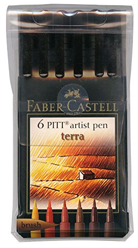 Faber-Castell FC167106 167106 - Tuschestift Pitt artist pen brush -Terra- 6er Packung