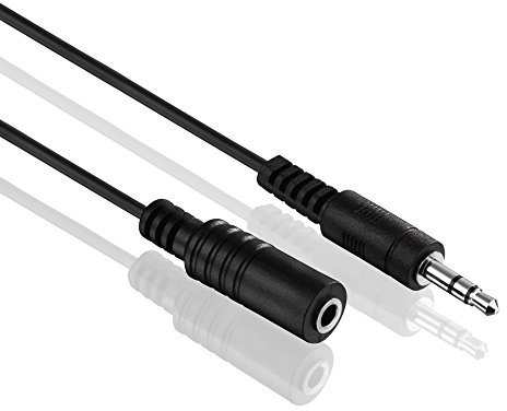 conecto CC50491 Klinkenkabel Audio Stereo Aux Klinken Verlängerungskabel 3,5mm Klinke Stecker auf 3,5mm Klinke Buchse Ultraslim-Design 5,00m schwarz