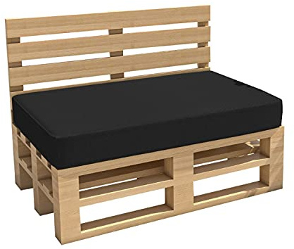 chilly pilley Cojín De Palets Hidrófugo Cojín De Jardín Cojín De Palets Cojín De Palets Interior Exterior Lavable Desenfundable Cojín De Asiento (cojín de Asiento 120x60x15, Negro)