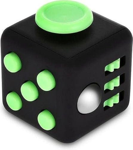 Hochwertige Fidget Cube / Friemelwürfel | Anti Stress Spielzeug | Fidget Toy (Black-Grün)