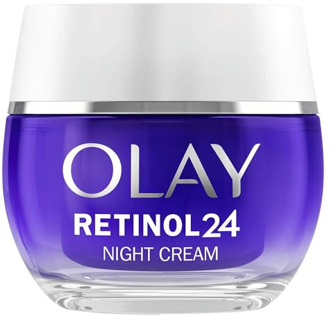Olay Retinol 24 Feuchtigkeitsspendende Nachtcreme für das Gesicht, Hautpflege mit Vitamin E, Antioxidans, Well-Aging über Nacht: Glättend, erneuert und spendet Feuchtigkeit, 50 ml