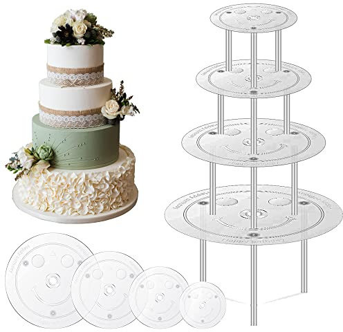 YushengTai Tortenständer Tortenplatte, Wiederverwendbar Tortenstützen, Kuchenstützen für Gestufte Gestapelte Kuchen, zur Hochzeit Gebursttag Party Festival (9/12/16/20 cm)
