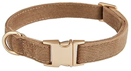 YUDOTE Ultraweiches Hundehalsband natürliche Baumwolle Cord für Mittel Hunde mit empfindlicher Haut,Braun