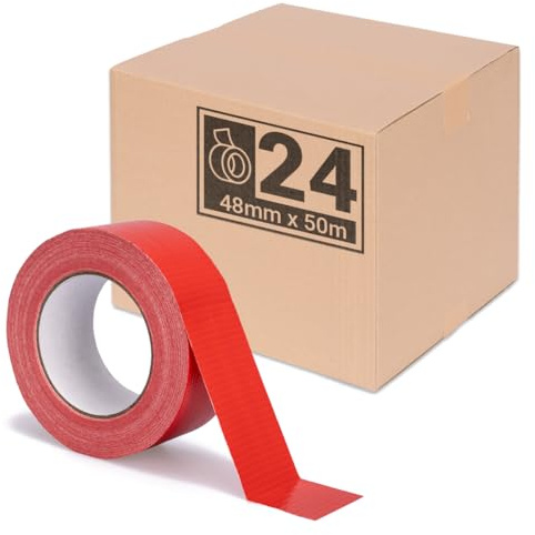 24er Pack | Premium Panzertape Rot [50m x 48mm] Gewebeband Reparaturband | hohe Klebekraft | Klebeband